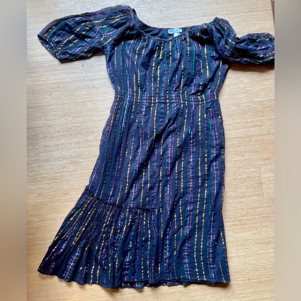 Apiece Apart midi Striped Multicolor Puff Sleeve Dress sz 8